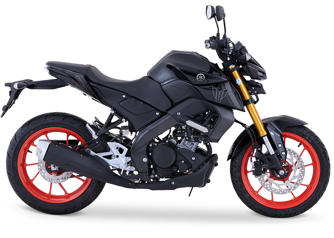 Yamaha MT15 negra con rines rojos