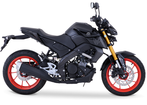 Yamaha MT15 negra con rines rojos